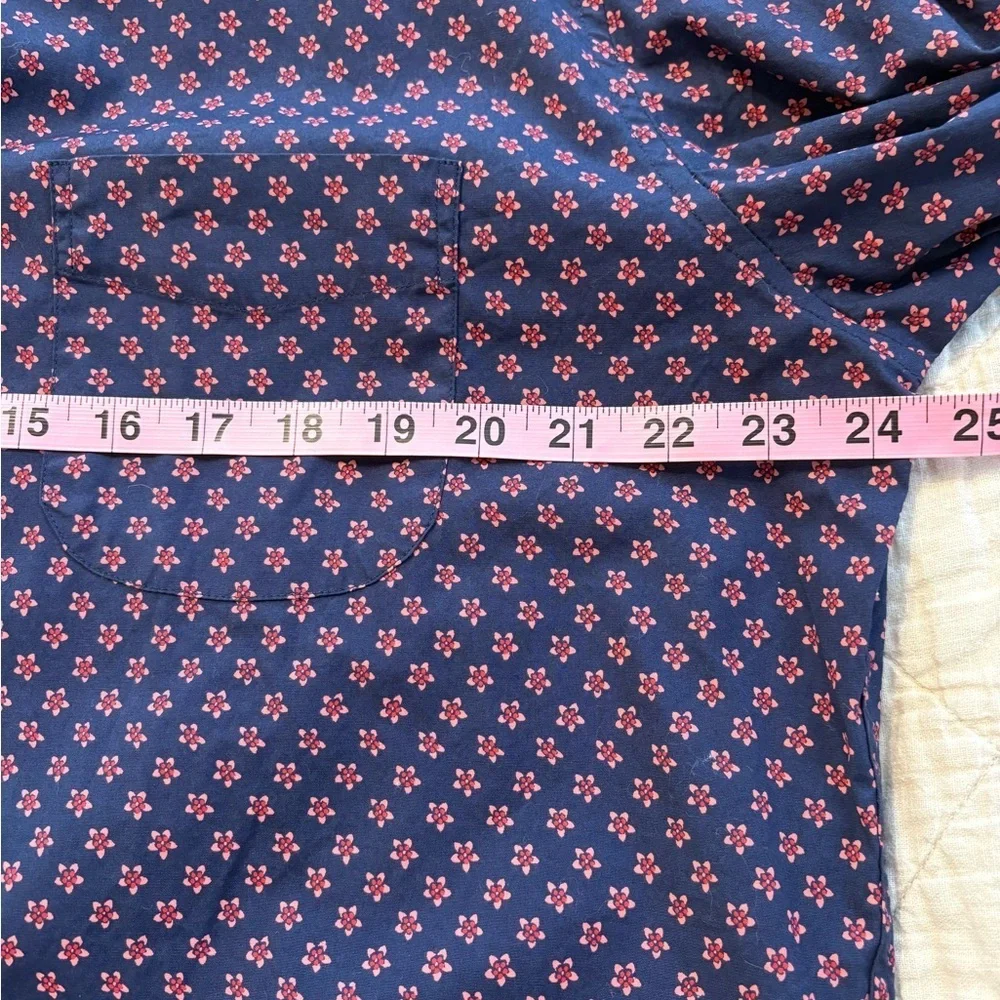 J Crew Classic Untucked Shirt Organic Cotton Navy Floral Men’s XL Button Down